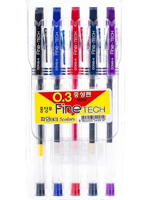Mythriva Dong-A Fine-Tech Excellent Writing"0.3 mm Gel Ink Pens (5colors) By Dong-A