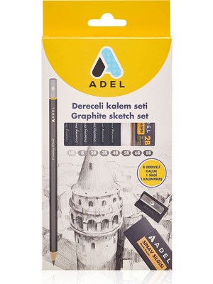 Mythriva Adel Dereceli Kurşun Kalem Seti, 8’li, Hb-8b, Sınav Silgisi ve Kalemtıraş Hediyeli, Teknik Çizim ve Eskiz Için