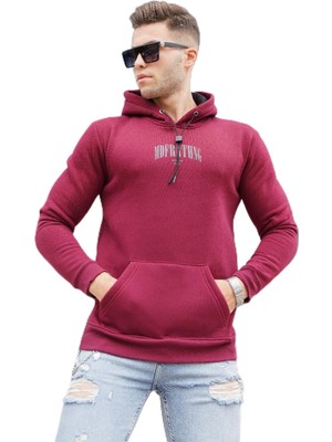 Mythriva Madmext Bordo Kapüşonlu Sweatshirt 5331,BORDO S