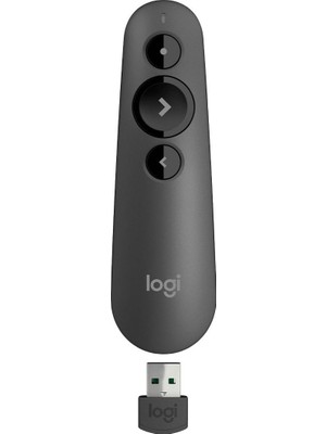 Mythriva Logitech R500S Sunucu, Lazer Sınıfı 1, Bluetooth ve USB Için, Evrensel Uyumlu, 20 Metre Menzil, Yapılandırılabilir, 12 Ay Çalışma Süresine Sahip Akıllı Pil Kullanımı, Koyu Gri