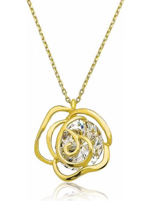 Pileli Store ​925 Ayar Gümüş Gold Gül Kadın Gümüş Kolye