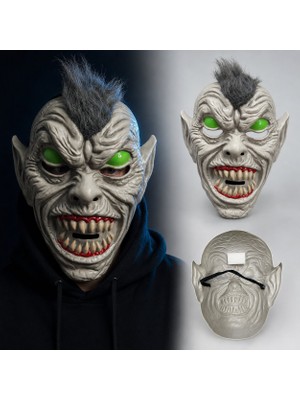 Go İthalat Neon Yeşil Gözlü Saçlı Canavar Plastik Maske (5582)