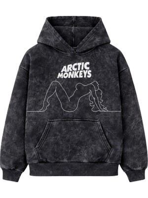 Fuddy Moda Unisex Artric Monkeys Yazılı Kapüşonlu Yıkamalı Sweatshirt, Oversize Rock Band Baskılı Retro Hoodie