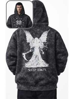 Fuddy Moda Unisex Oversize Rock Band Sleep Token Sırt Baskılı Kapüşonlu Yıkamalı Sweatshirt