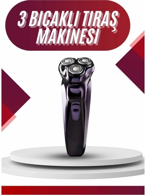 Genel Tedarik 3 Bıçaklı Döner Başlıklı Sakal Sıfır Alma Tıraş Makinesi Profesyonel Paslanmaz Çelik