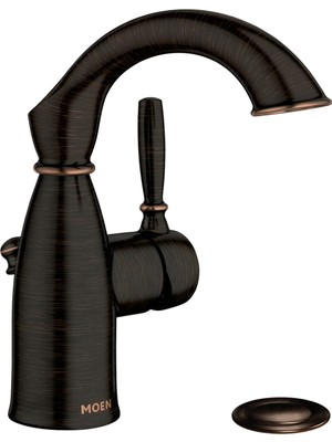 Mythriva Moen Sarona Akdeniz Bronz Tek Saplı Tek Delikli Rustik Çiftlik Evi Banyo Lavabo Musluğu, Isteğe Bağlı Döşemeli, 84144BRB