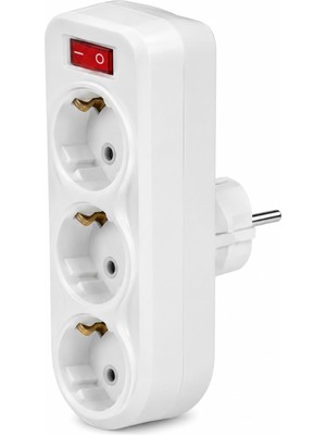 Mythriva 3lü Anahtarlı Düz Golyat, Üçlü Topraklı Priz Duvar Tipi Çoklayıcı Fiş, A Kalite 1. Sınıf Malzeme, Beyaz Renk, 16A 250 Volt, Max 3600 Watt