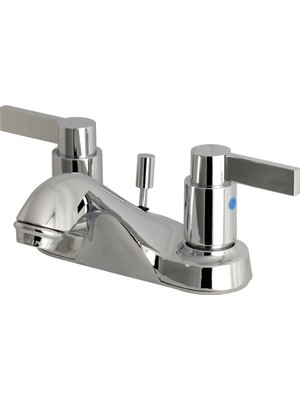 Mythriva Kingston Brass FB5621NDL Nuvofusion 10,16 cm Centerset Banyo Bataryası, 10,16 cm Musluk Erişimi, Cilalı Krom
