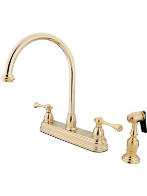 Mythriva Kingston Brass KB3752BLBS Vintage Set Pirinç Püskürtücülü Mutfak Bataryası, 20,5 Cm, Parlak Pirinç