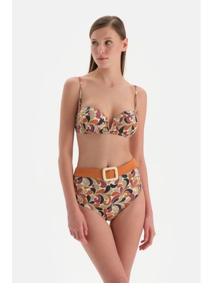Mythriva Dagi Kadın Yüksek Bel Bikini Alt, Örme, Kahverengi, 36
