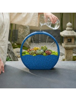3D Baskı Self-Watering Planter - Kendi Kendini Sulayan Saksı-Mavi