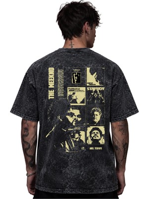Sevbano The Weeknd Rapper Şarkıcı Baskılı Unisex Oversize Eskitme Yıkamalı Tişört