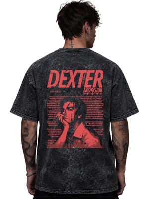 Sevbano Dexter Morgan Dizi Baskılı Unisex Oversize Eskitme Yıkamalı Tişört
