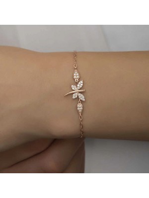 Pileli Store ​925 Ayar Gümüş Rose Yusufçuk Kadın Bileklik