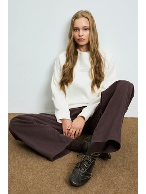 Lufian Alıce Örme Kırık Beyaz Kadın Sweatshirt 122030027