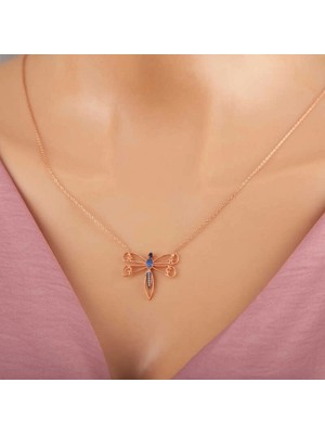 Pileli Store 925 Ayar Gümüş Rose Yusufçuk Kadın Gümüş Kolye