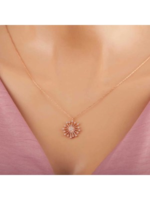 Pileli Store ​925 Ayar Gümüş Rose Çiçek Kadın Gümüş Kolye