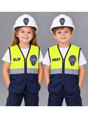 Teknik Isme Özel Polis Kostüm Seti Çocuk | Polis Yeleği Seti Kişiye Özel Baskılı