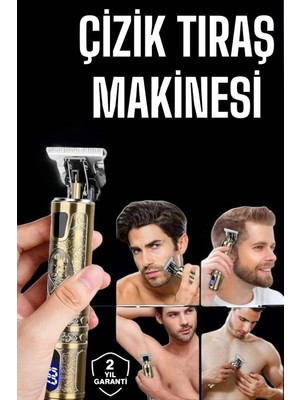 Genel Tedarik Tıraş Makinesi Şarjlı Profesyonel Saç Kesme Makinesi Gold Çizik Tıraş