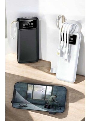 Genel Tedarik 20.000 Mah LED Işıklı LCD Ekran USB Girişli Type-C Lightning Powerbank
