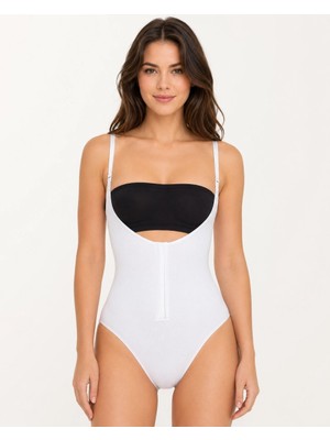 Çamaşır Kenti Kadın Beyaz Rengi Agraflı Göğüs Açık Body Korse