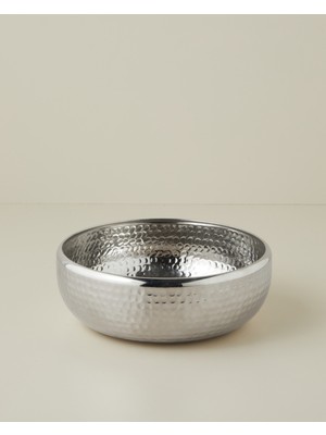 English Home Belva Metal Dekoratif Tabak 25X9 cm Gümüş