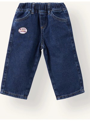 DeFacto %100 Pamuk Loose Fit Beli Lastikli Armalı Jean Pantolon Erkek Bebek I3383A526WN