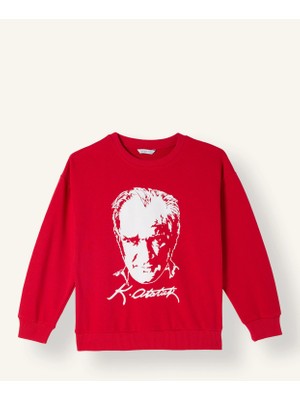 DeFacto Atatürk Baskılı Bisiklet Yaka Sweatshirt Erkek Çocuk I6566A826WN
