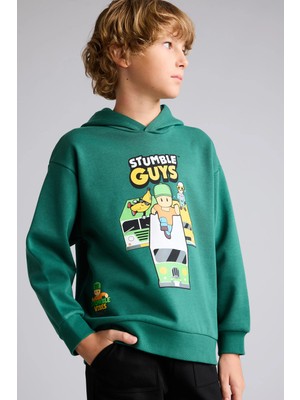 DeFacto Stumble Guys Bisiklet Yaka İçi Yumuşak Tüylü Kalın Baskılı Sweatshirt Erkek Çocuk I3222A826WN