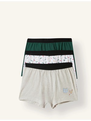 DeFacto Baskılı Elastik Bel 3'lü Boxer Set Erkek Çocuk I3863A826AU