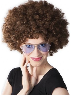 Evimdeyokyok Kahve Renk Kıvırcık Afro Bonus Peruk