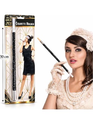Evimdeyokyok 30 cm Siyah Payetli Tutacağı – 1920’LER Gatsby Parti Aksesuarı