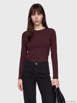 LC Waikiki Mürdüm Bisiklet Yaka Kadın Body  (W6)
