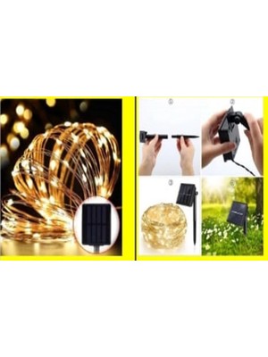 Pileli Store Solar Peri LED 20M 200 LED Gün Işığı Bahçe Aydınlatma Dekorasyon Güneş Enerjili