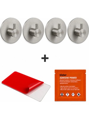 4 Adet Oval Tekli Modern Banyo Askılık 45 mm | Paslanmaz Çelik | Delmeden Yapışkan Montaj