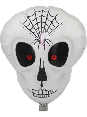 Pileli Store Örümcek Ağ Desenli Iskelet Folyo Balon
