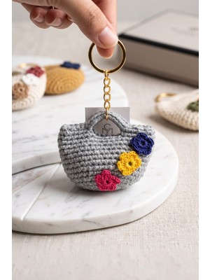 Lorivelle El Yapımı Çiçekli Örgü Mini Çanta Anahtarlık & Çanta Süsü