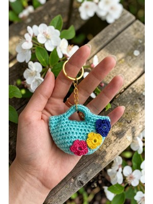 Lorivelle El Yapımı Çiçekli Örgü Mini Çanta Anahtarlık & Çanta Süsü
