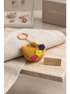 Lorivelle El Yapımı Çiçekli Örgü Mini Çanta Anahtarlık & Çanta Süsü