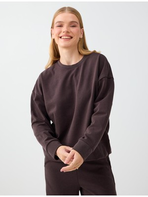 Jimmy Key Acı Kahve Yuvarlak Yaka Düz Kesim Modal Sweatshirt