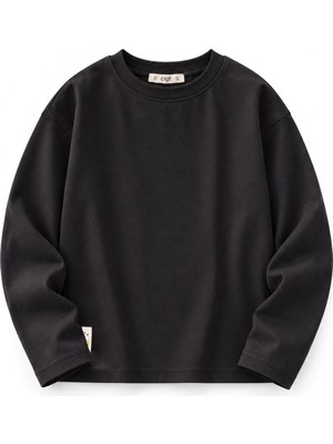 Cigit Oversize  Mevsimlik T-Shirt 2-10 Yaş Siyah