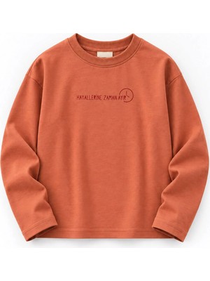 Cigit Sloganlı Uzun Kollu T-Shirt 2-10 Yaş Oranj