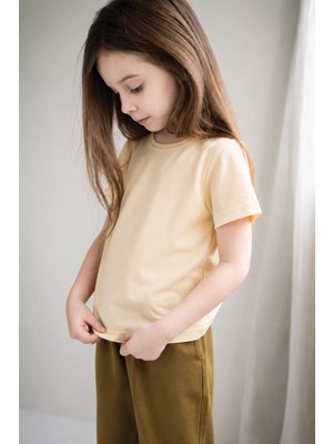 Cigit Etiket Detaylı T-Shirt 2-10 Yaş Sarı
