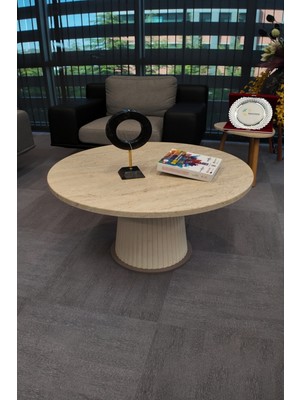 Decoramis Milano Orta Sehpa Traverten Krem Atlas - 25MM Mdf
