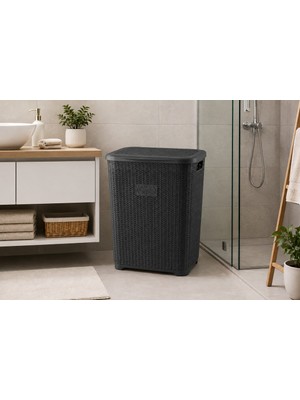 Citim Kirli Çamaşır Sepeti Örgü Desen 40 Litre 48X34,5X40 cm