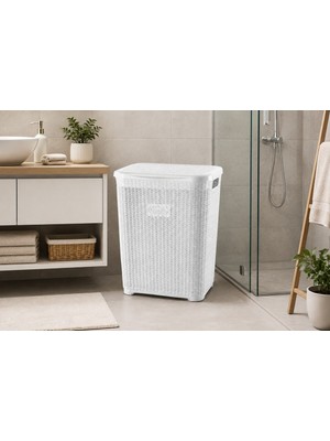 Citim Kirli Çamaşır Sepeti Örgü Desen 40 Litre 48X34,5X40 cm
