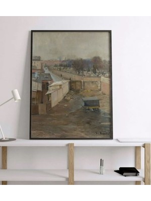 Pegziz Montmartre Mezarlığı Paris Manzarası Modern Katalan Sanatı Çerçeveli Sanat Poster Duvar Dekoru