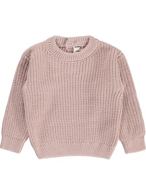 Civil Baby Arkadan Düğmeli Basic 6-18 Ay Kazak - Pudra