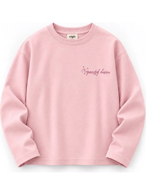 Cigit Sloganlı Uzun Kol T-Shirt 2-10 Yaş Pudra Pembe