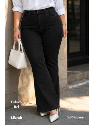 Cedy Denim Cedy Denım - Kadın Büyük Beden Ispanyol Paça Yüksek Bel Skinny Fit Likralı Pantolon  C628